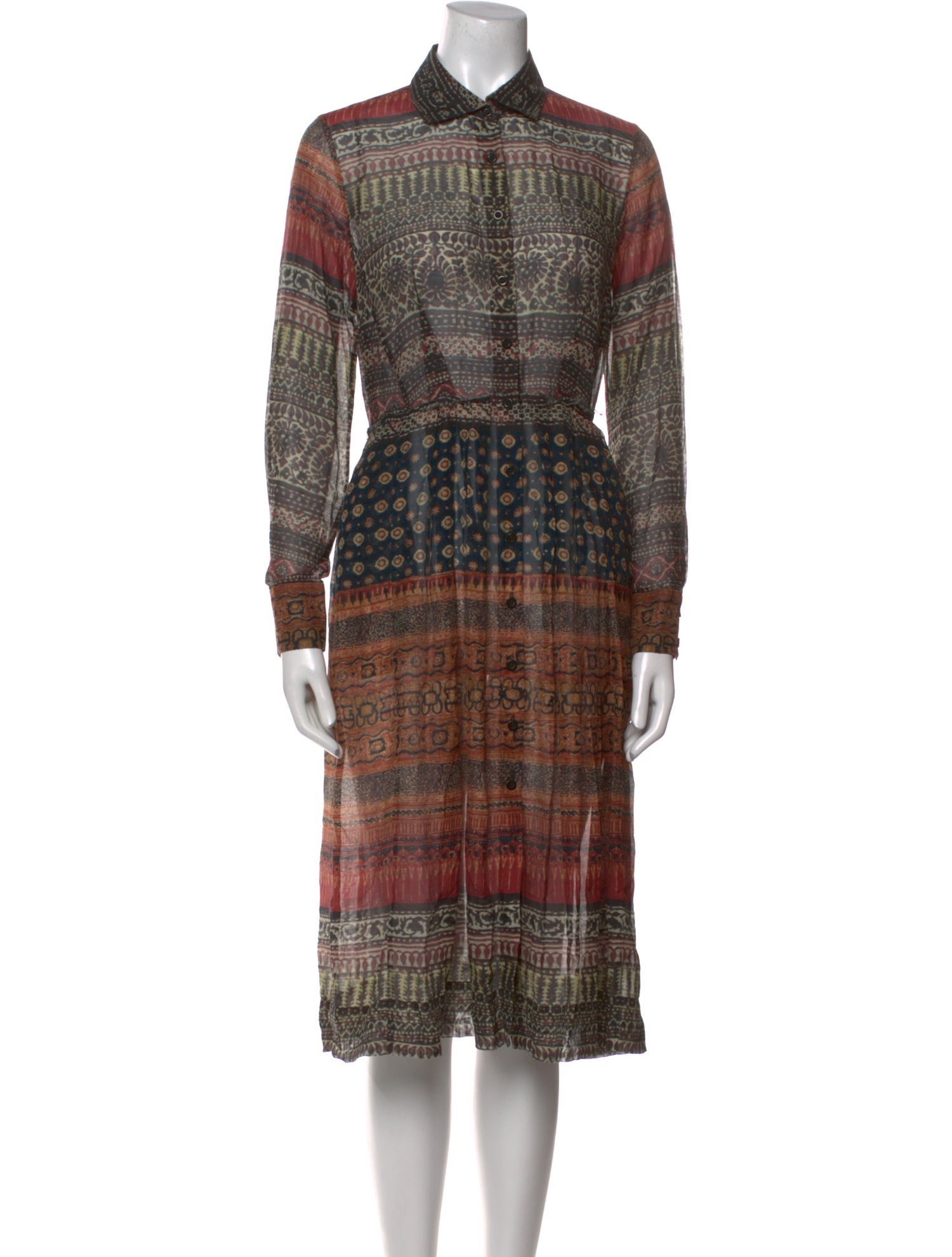Gary Graham Plaid Print Midi Length Dress