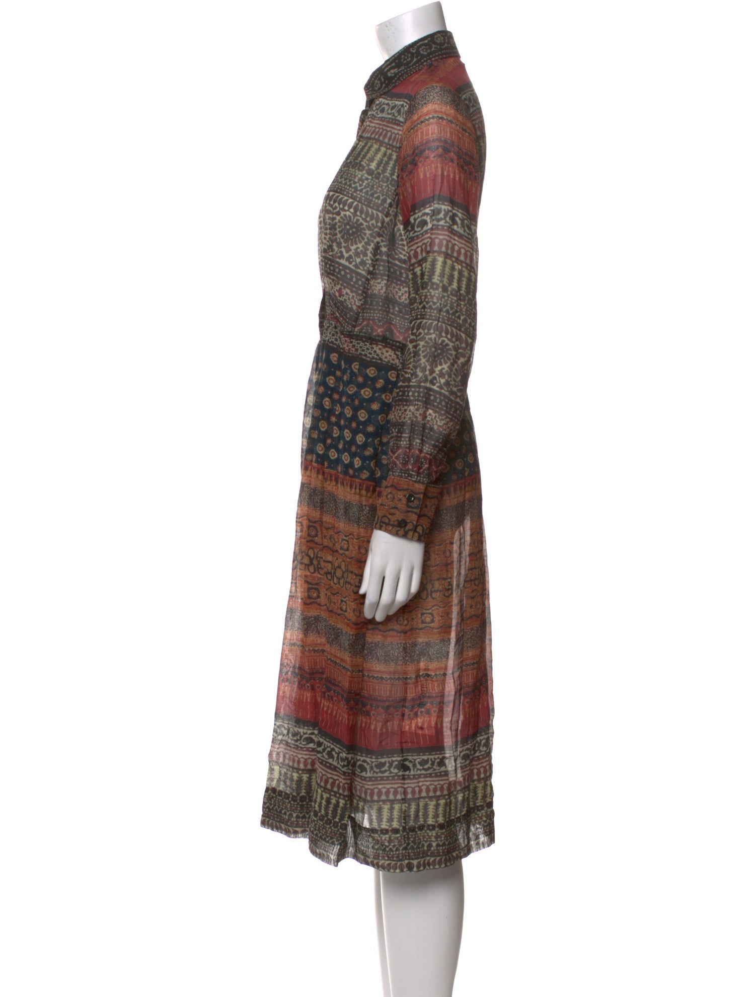 Gary Graham Plaid Print Midi Length Dress
