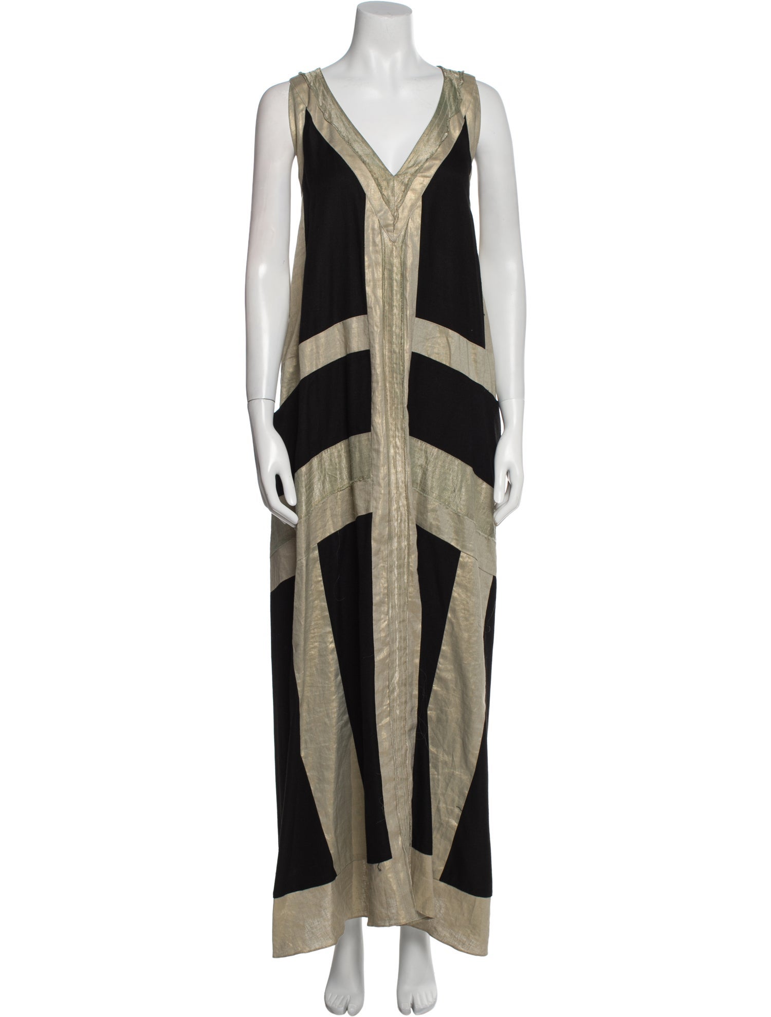 Gary Graham Colorblock Pattern Long Dress