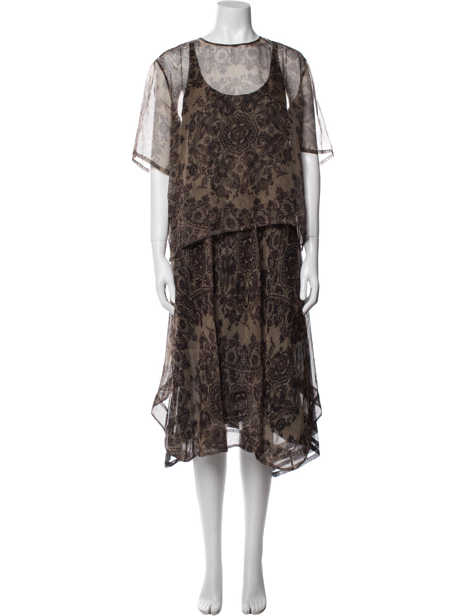 Gary Graham Silk Printed Dress Set