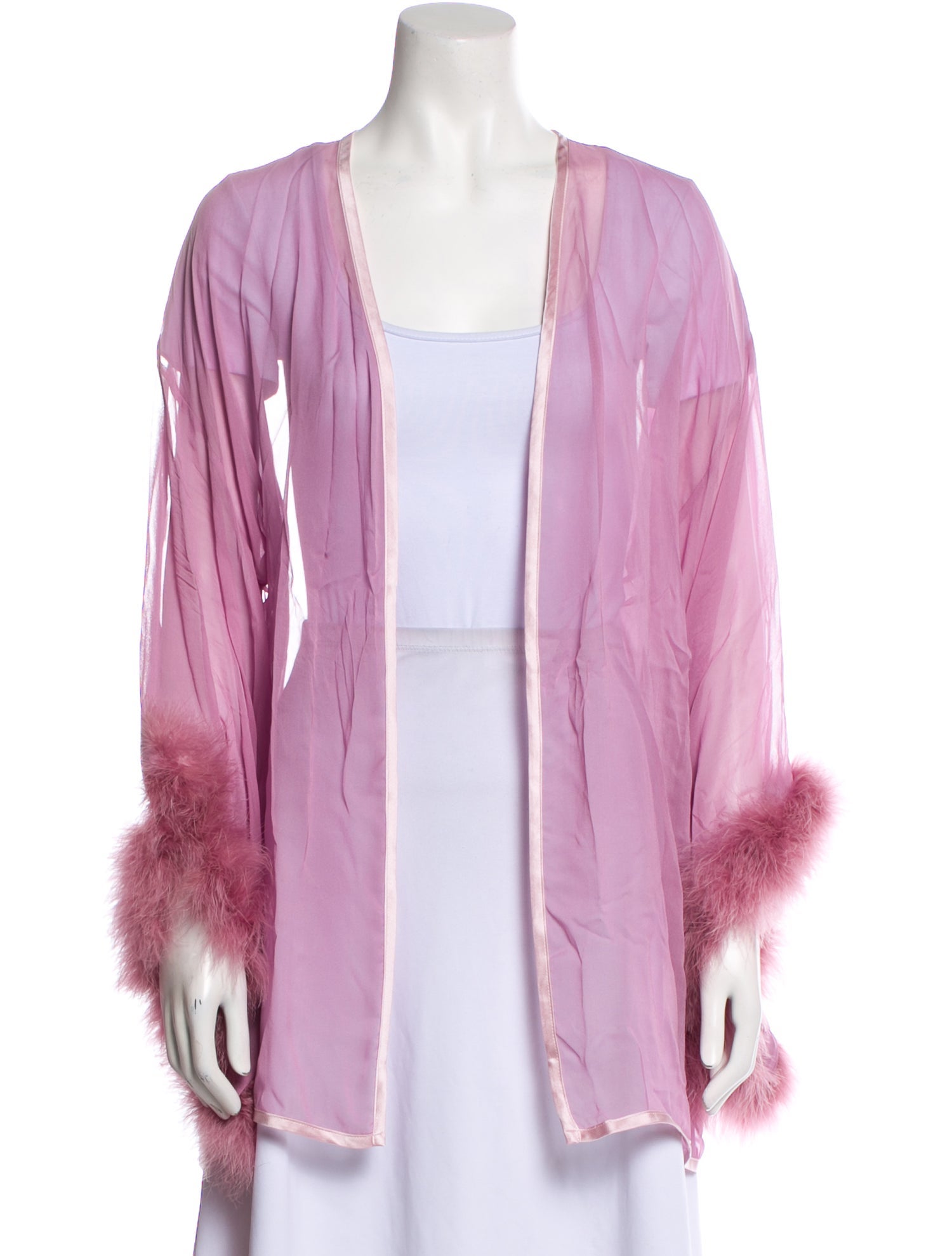 Gilda & Pearl Silk Faux Fur Trim Robe