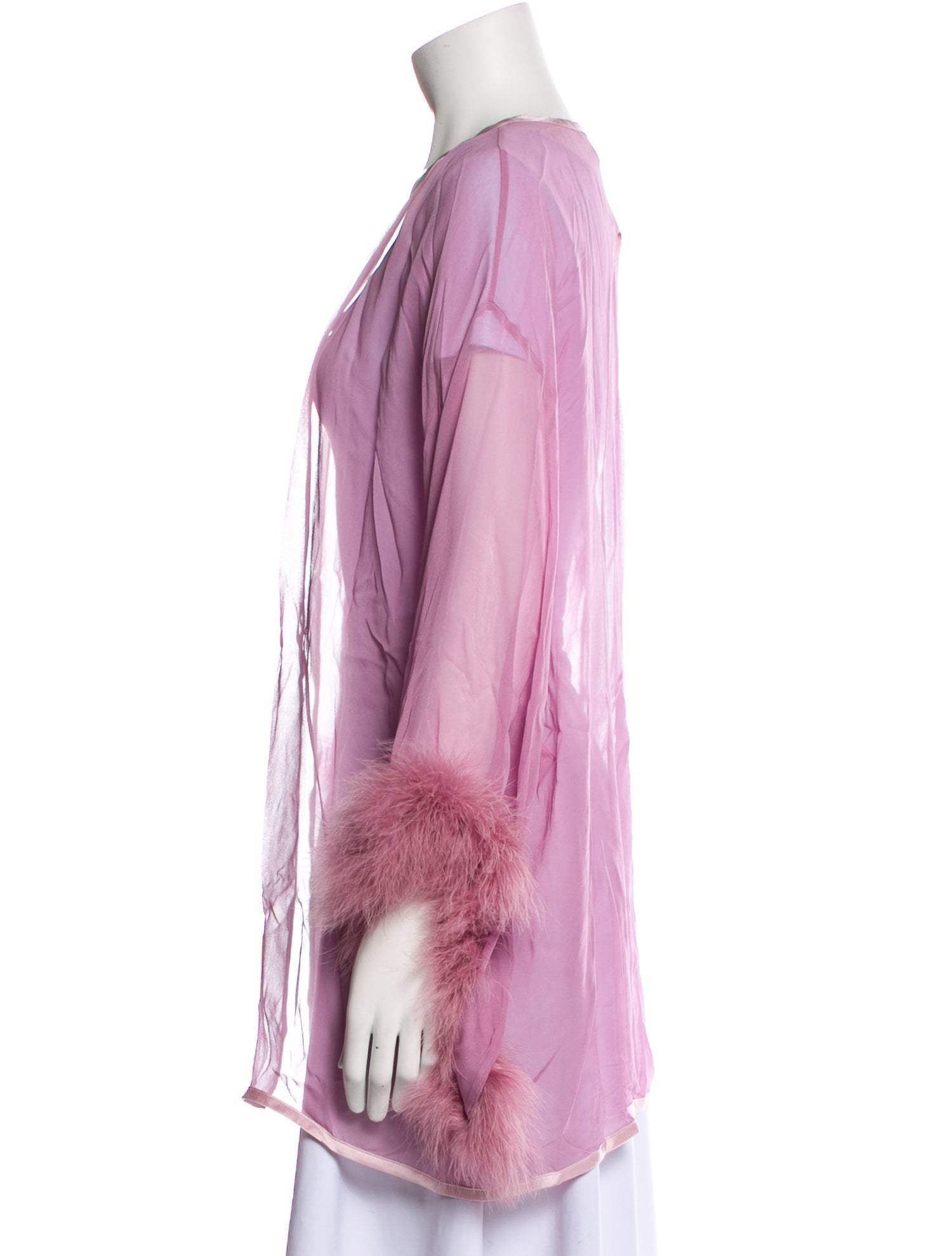 Gilda & Pearl Silk Faux Fur Trim Robe