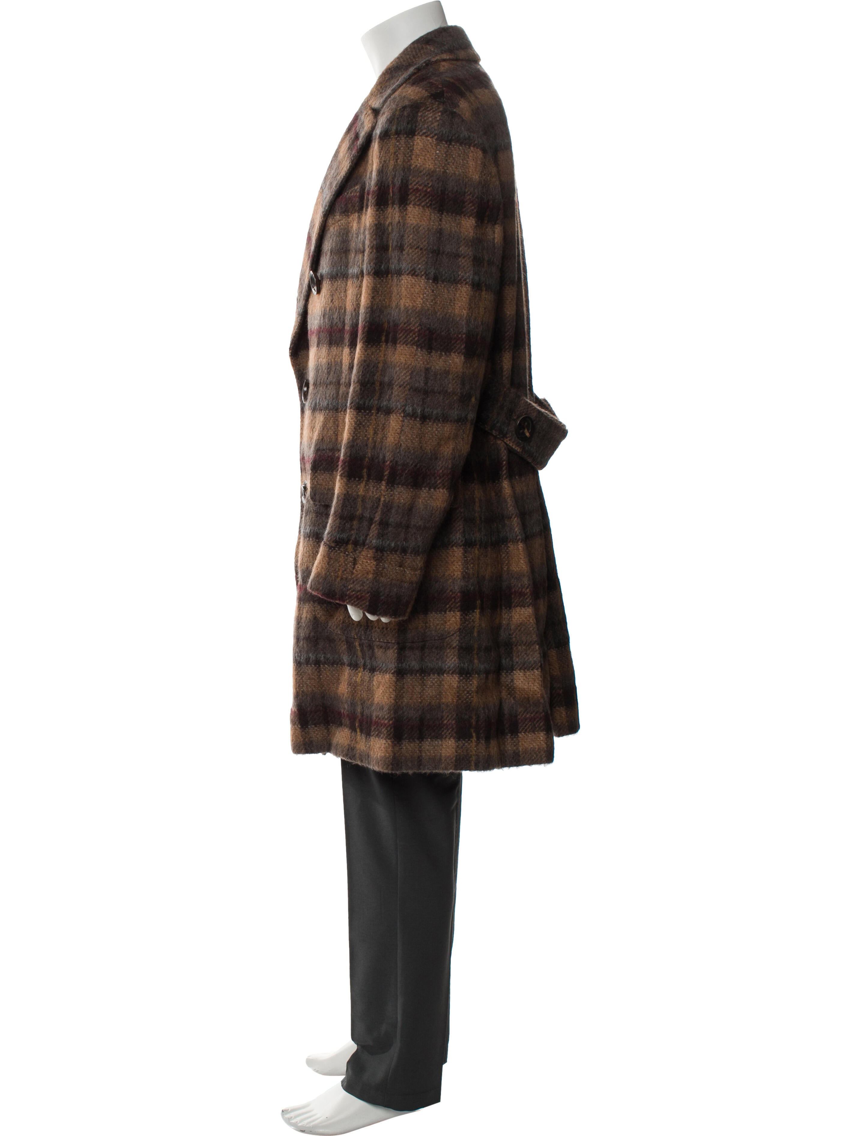 Gabriele Pasini Wool Plaid Print Overcoat