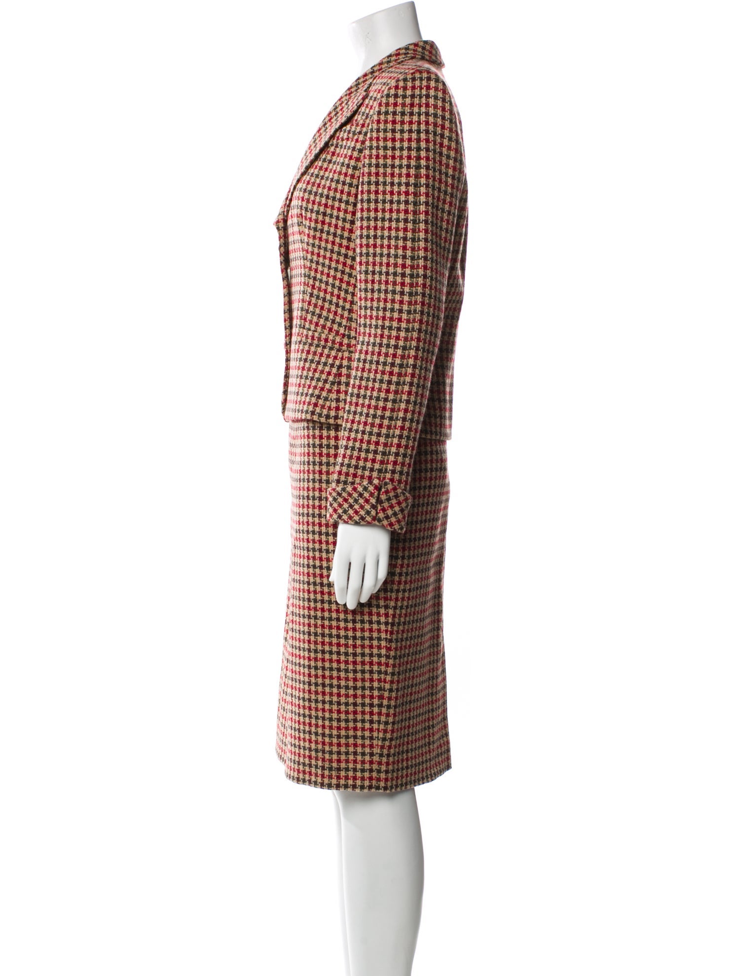 gai mattiolo Wool Houndstooth Print Skirt Suit w/ Tags