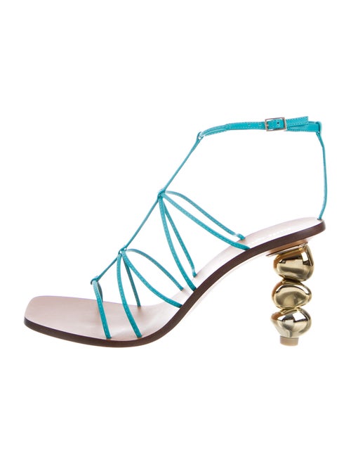 Cult Gaia Leather Sandals Blue