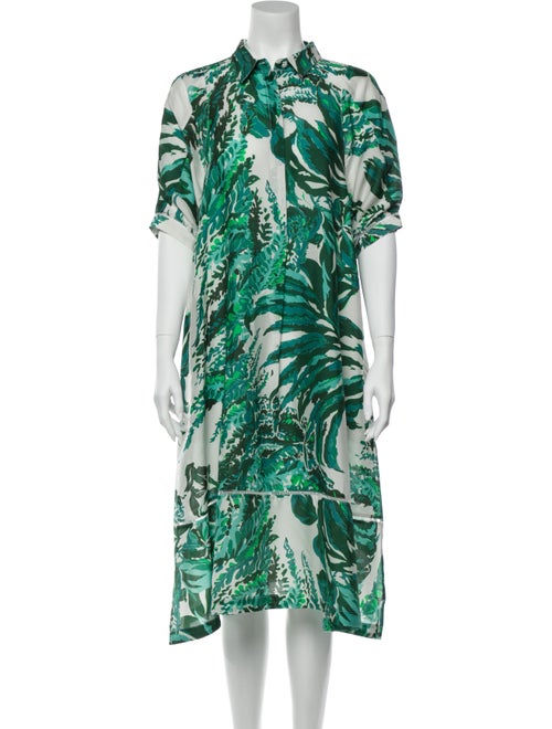 Cult Gaia Printed Midi Length Dress Green