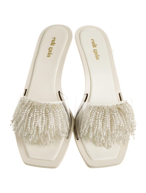 Cult Gaia Leather Beaded Accents Slides Shoes
