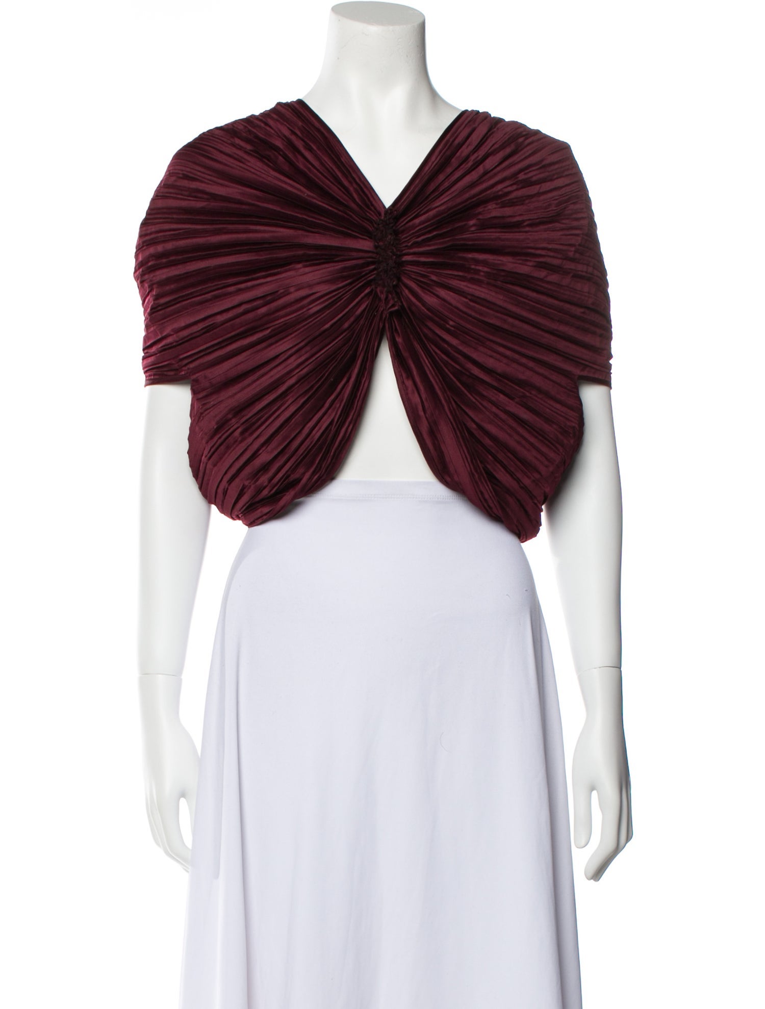 Cult Gaia V-Neck Short Sleeve Crop Top