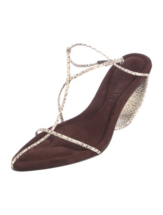 Cult Gaia Leather Animal Print T-Strap Sandals