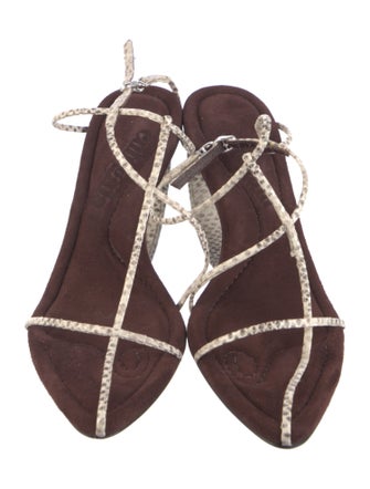 Cult Gaia Leather Animal Print T-Strap Sandals