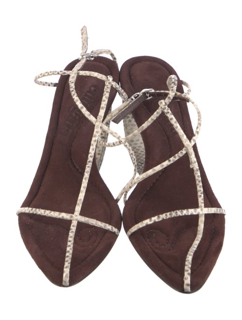 Cult Gaia Leather Animal Print T-Strap Sandals