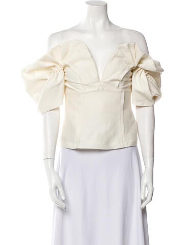 Cult Gaia Tops Off-The-Shoulder Short Sleeve Crop Top M