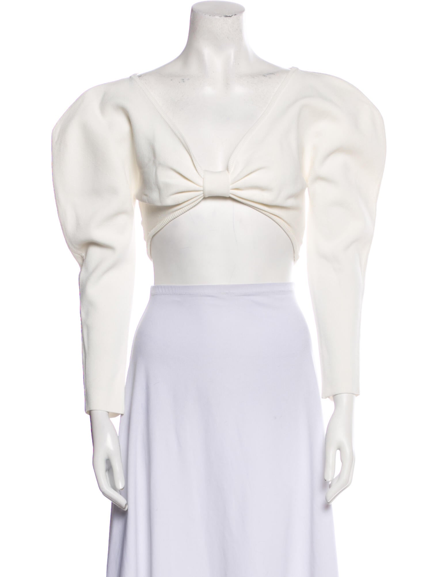 Cult Gaia V-Neck Long Sleeve Crop Top