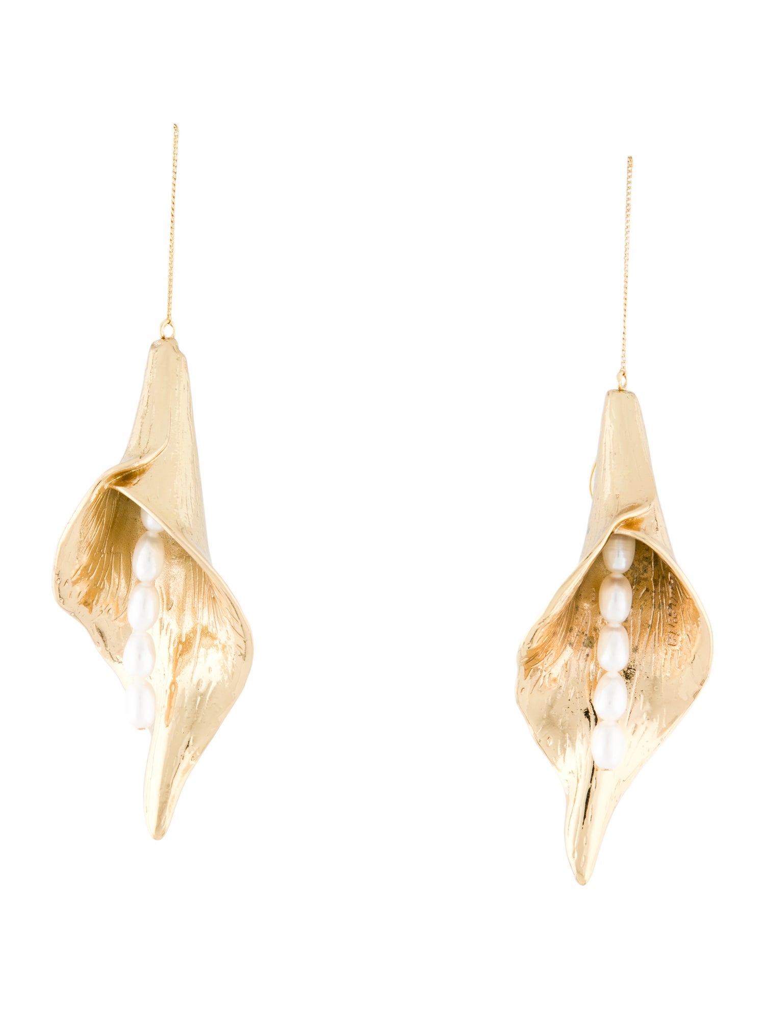 Cult Gaia Pearl Calla Lily Drop Earrings