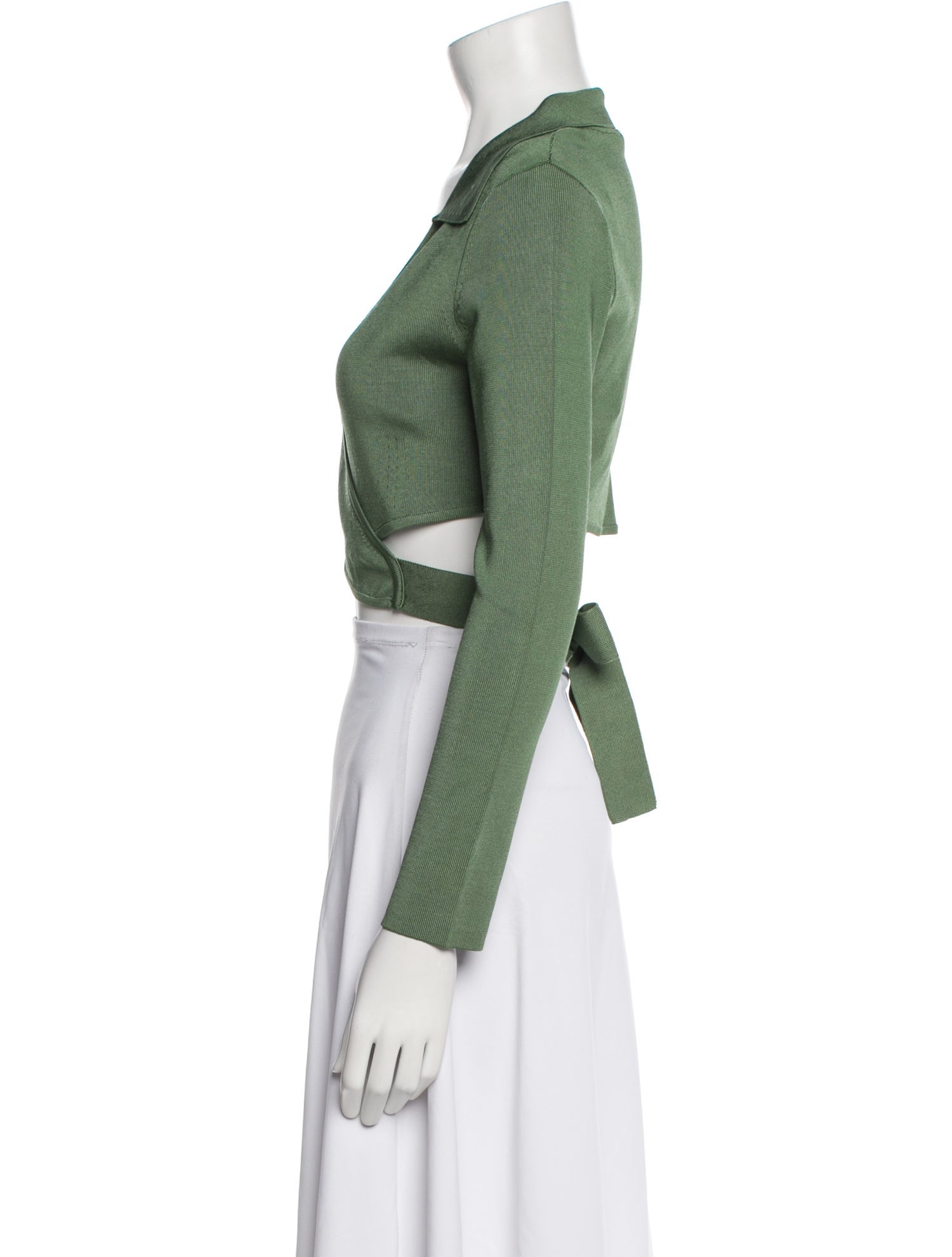 Cult Gaia Plunge Neckline Long Sleeve Crop Top