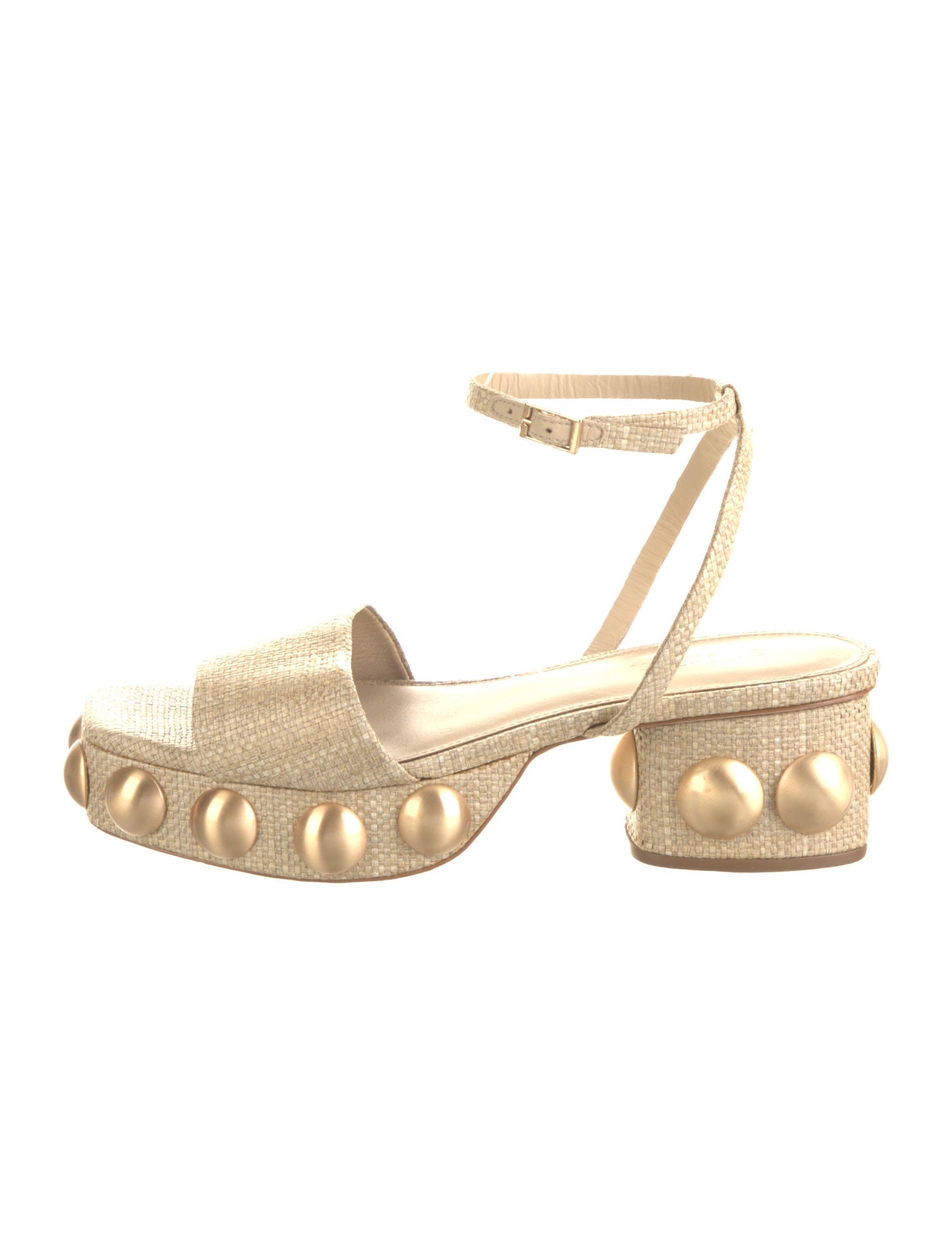 Cult Gaia Straw Studded Accents Sandals