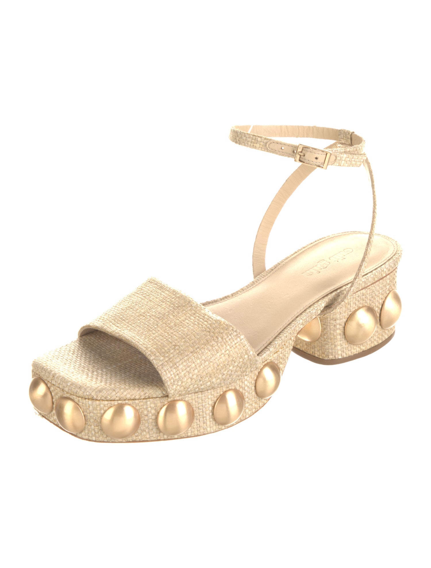 Cult Gaia Straw Studded Accents Sandals