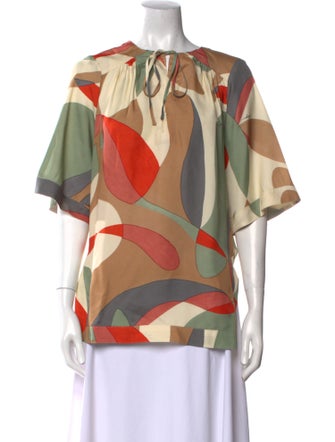 Cult Gaia Printed Bateau Neckline Blouse