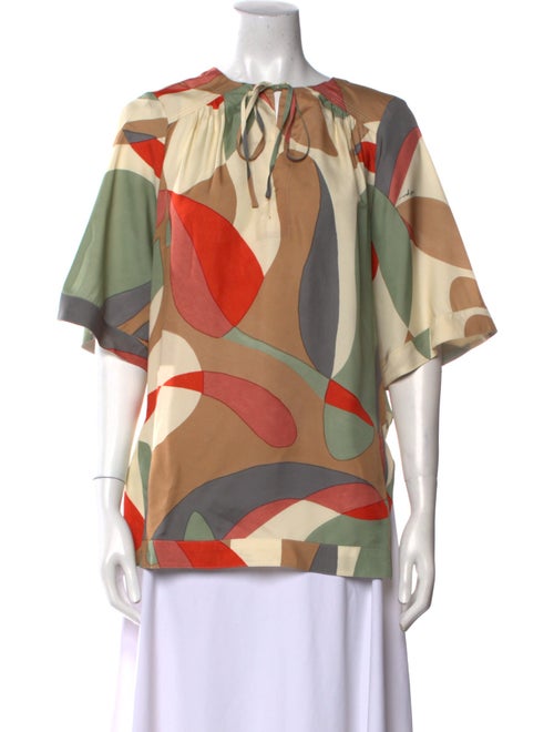 Cult Gaia Printed Bateau Neckline Blouse
