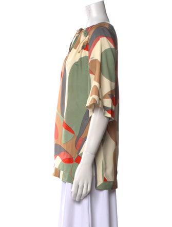 Cult Gaia Printed Bateau Neckline Blouse