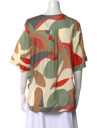 Cult Gaia Printed Bateau Neckline Blouse