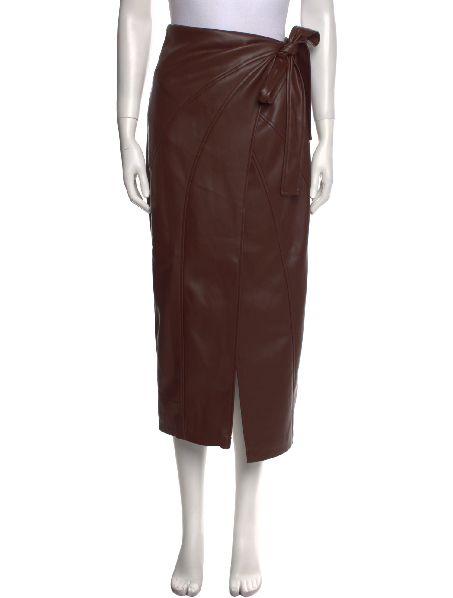 Cult Gaia Faux Leather Midi Length Skirt