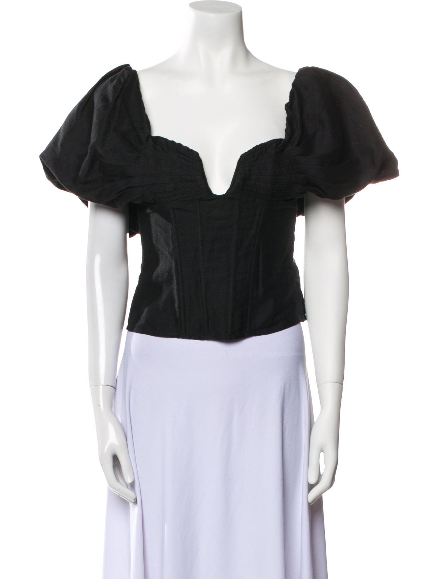 Cult Gaia V-Neck Short Sleeve Crop Top