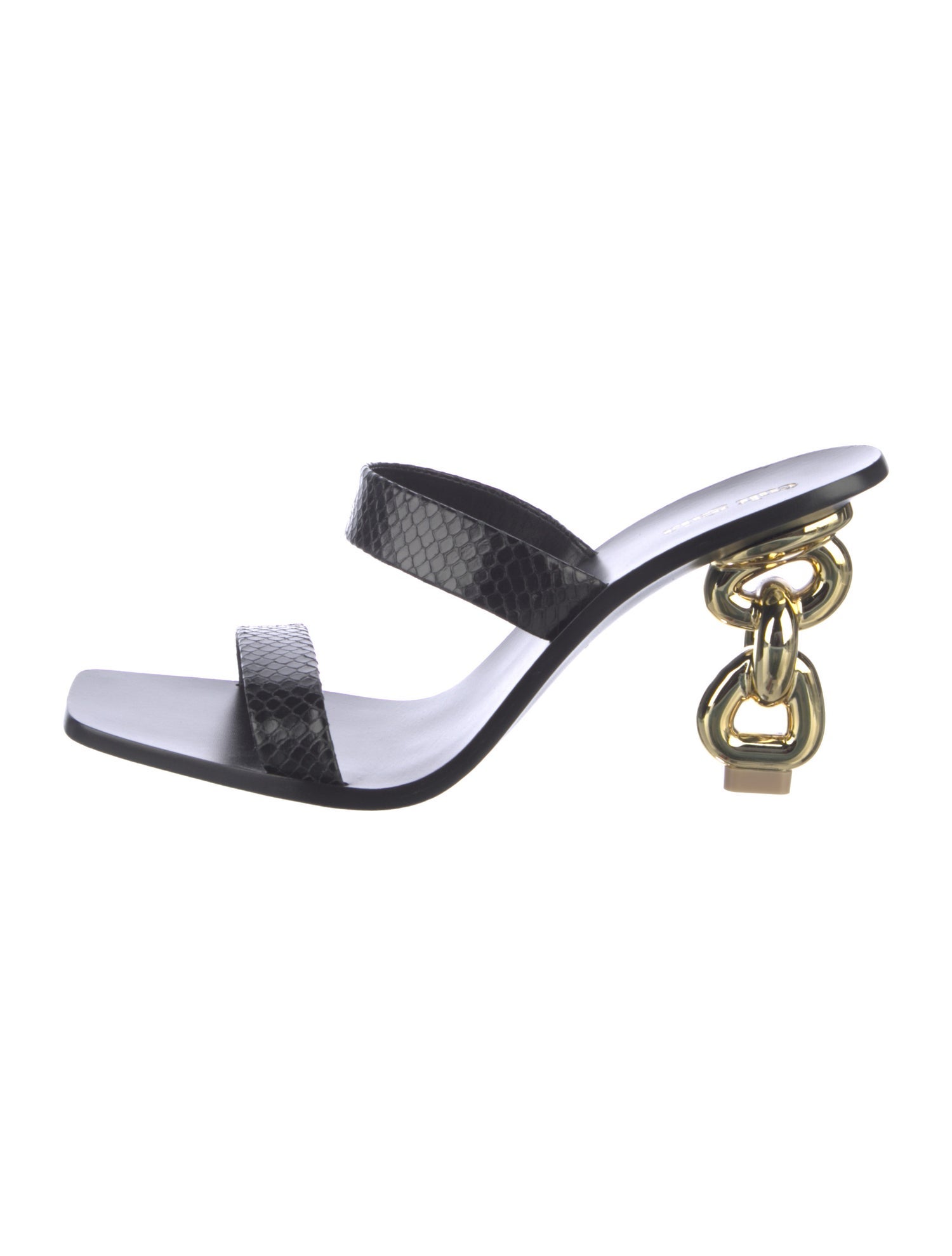Cult Gaia Leather Chain-Link Accents Slides