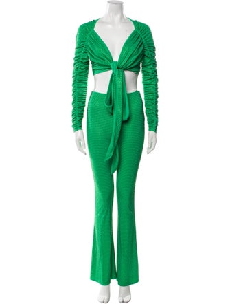 Cult Gaia Nylon Crystal Embellishments Pant Set