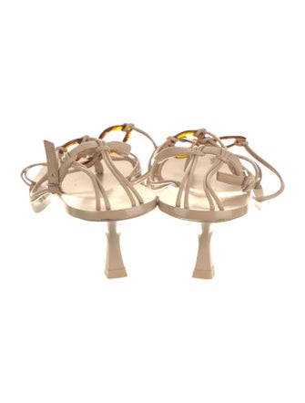 Cult Gaia Leather Cutout Accent T-Strap Sandals