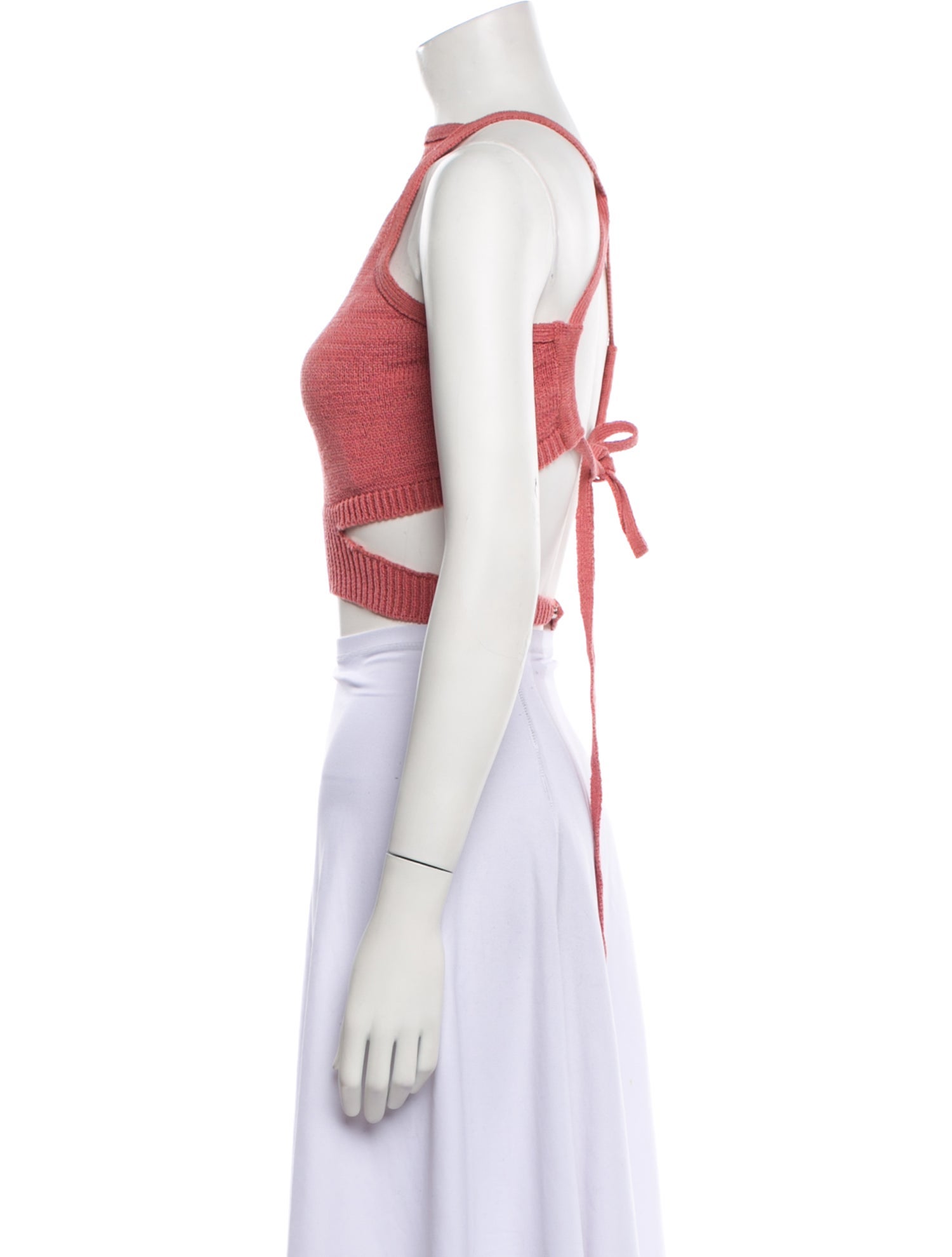 Cult Gaia Bateau Neckline Sleeveless Crop Top