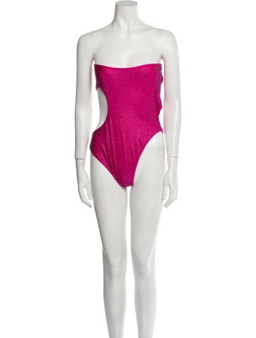 Cult Gaia Swimwear Polka Dot Print Studded Accents One-Piece M