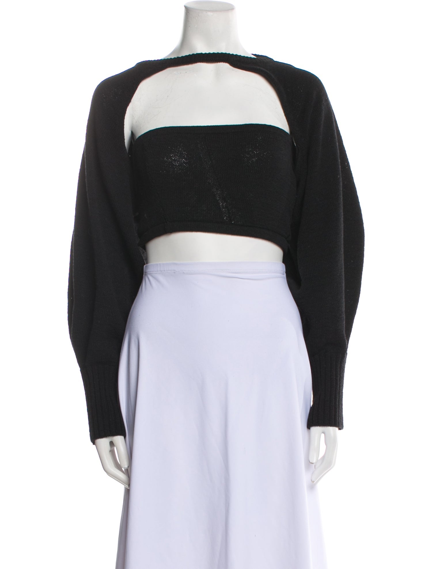 Cult Gaia Bateau Neckline Long Sleeve Crop Top