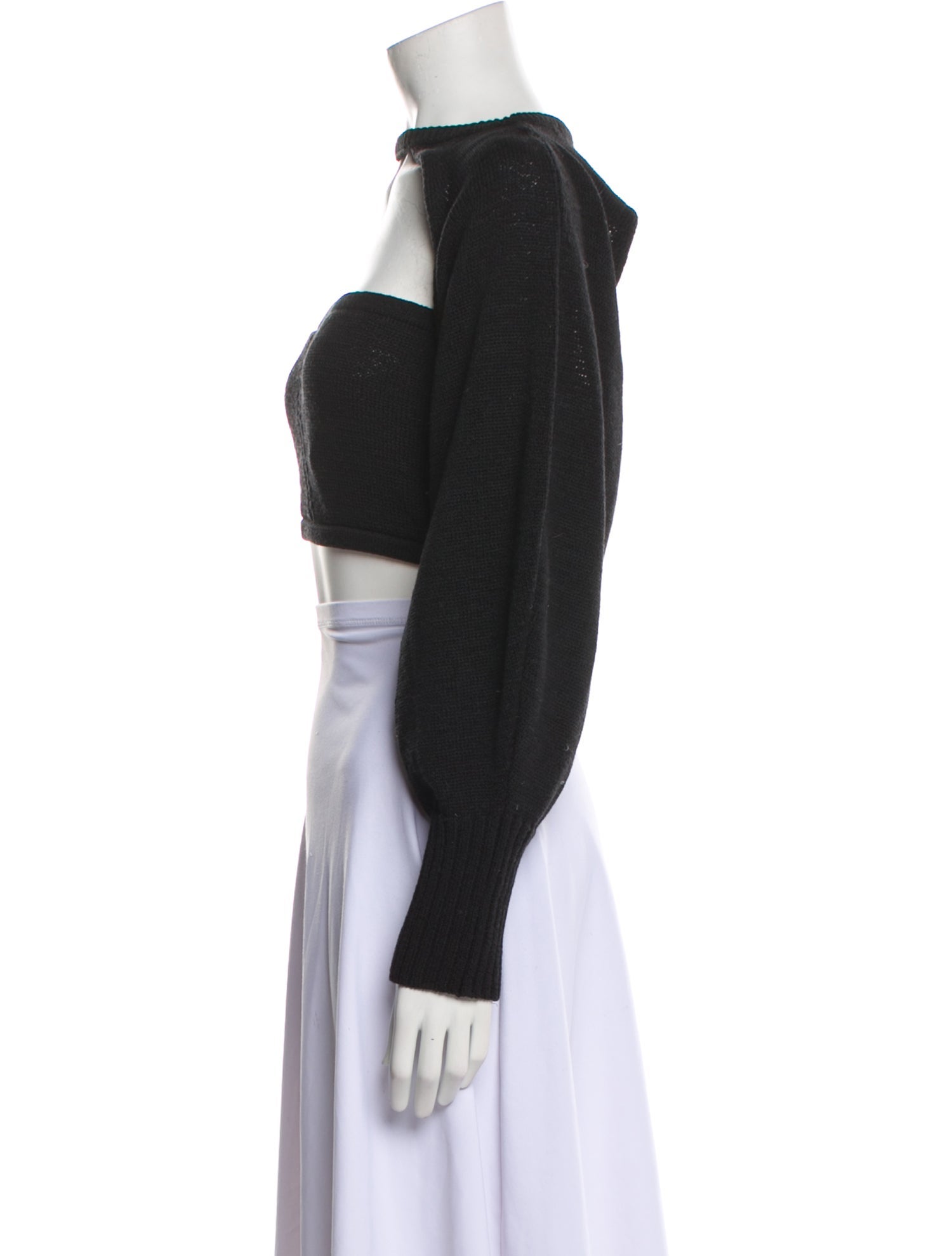 Cult Gaia Bateau Neckline Long Sleeve Crop Top