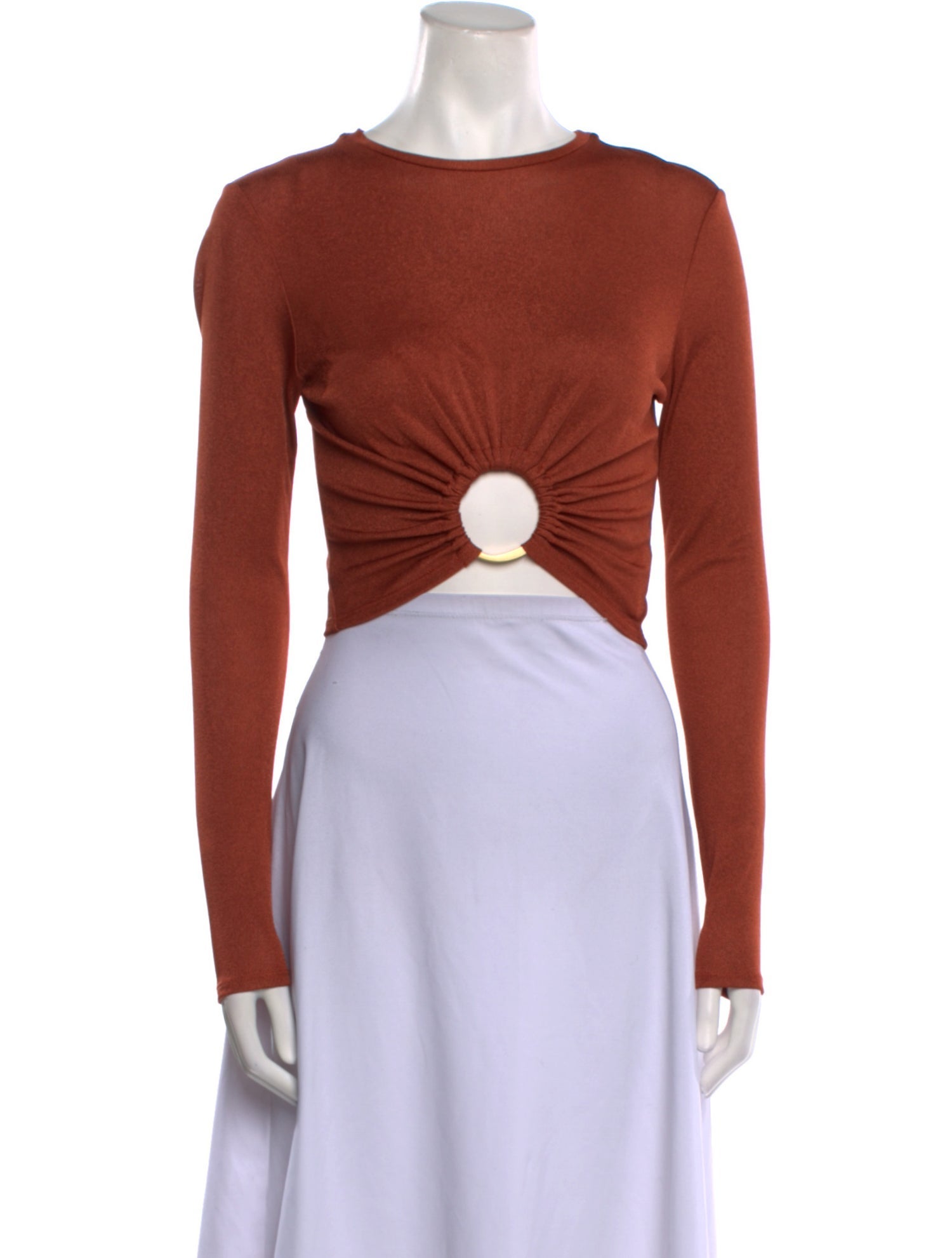 Cult Gaia Bateau Neckline Long Sleeve Crop Top