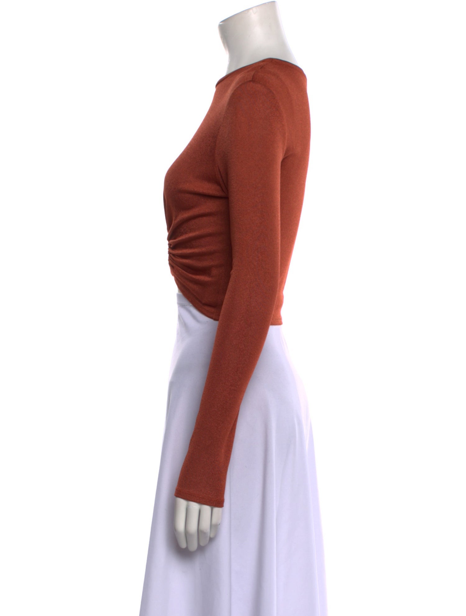 Cult Gaia Bateau Neckline Long Sleeve Crop Top