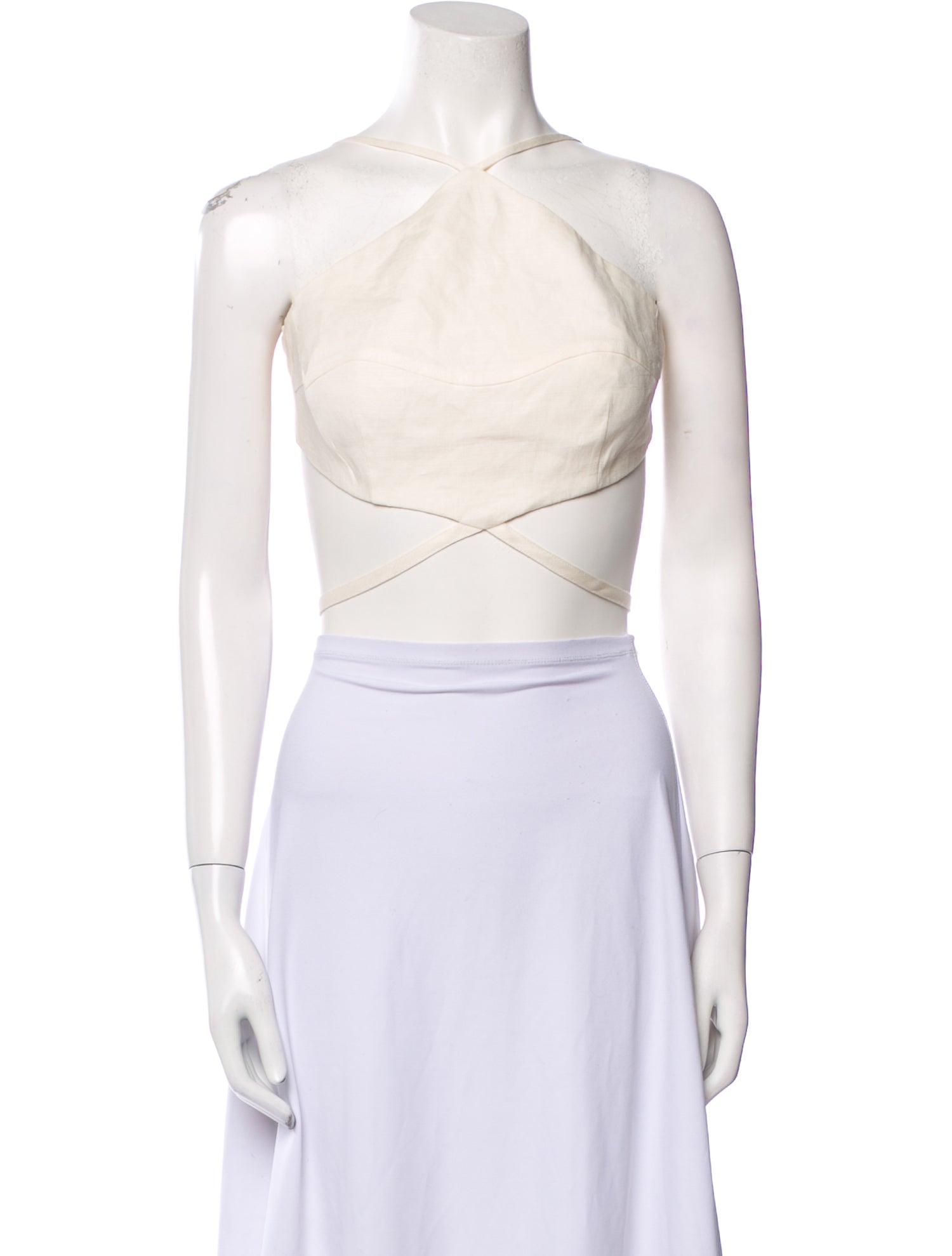 Cult Gaia Linen V-Neck Crop Top
