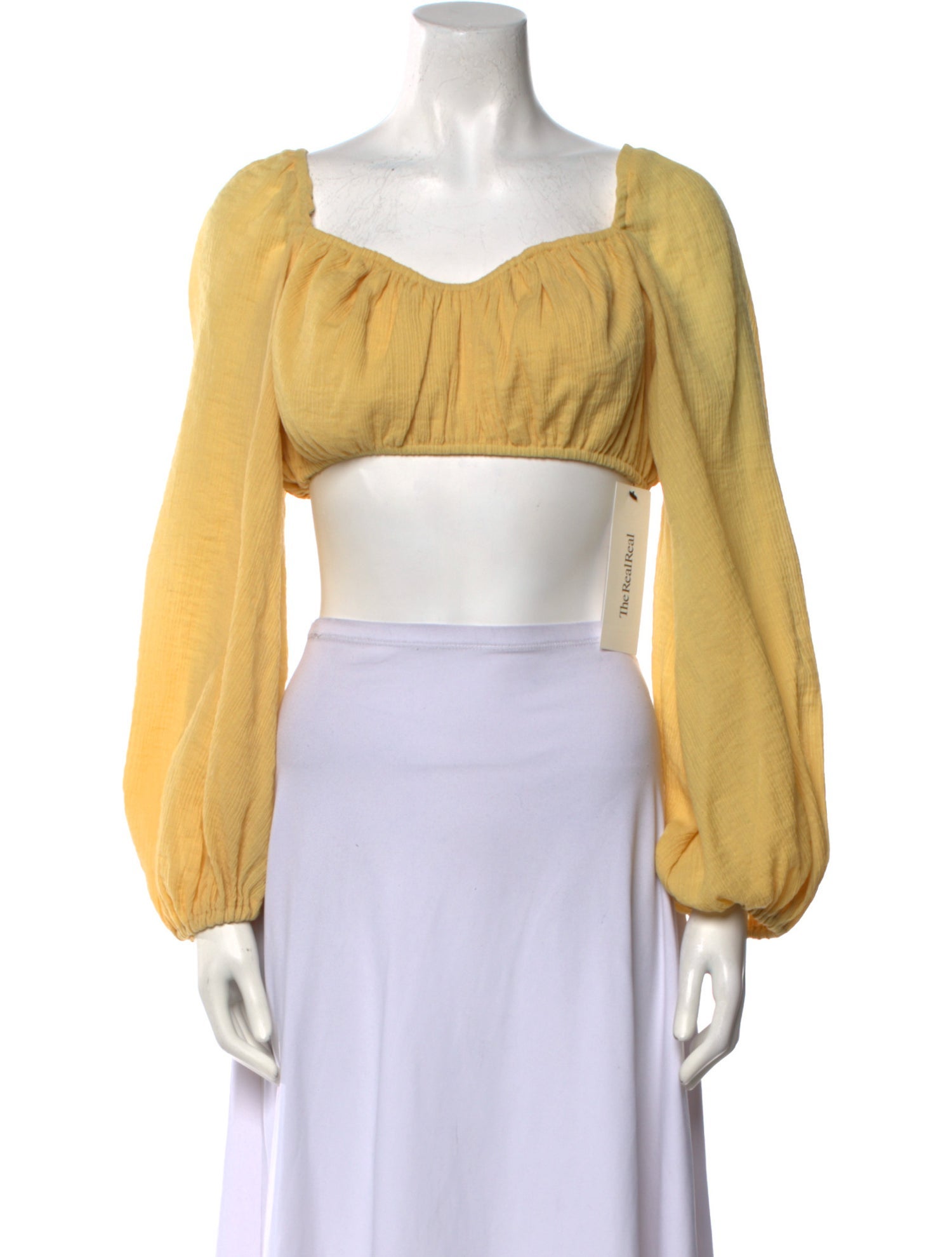 Cult Gaia Square Neckline Long Sleeve Crop Top