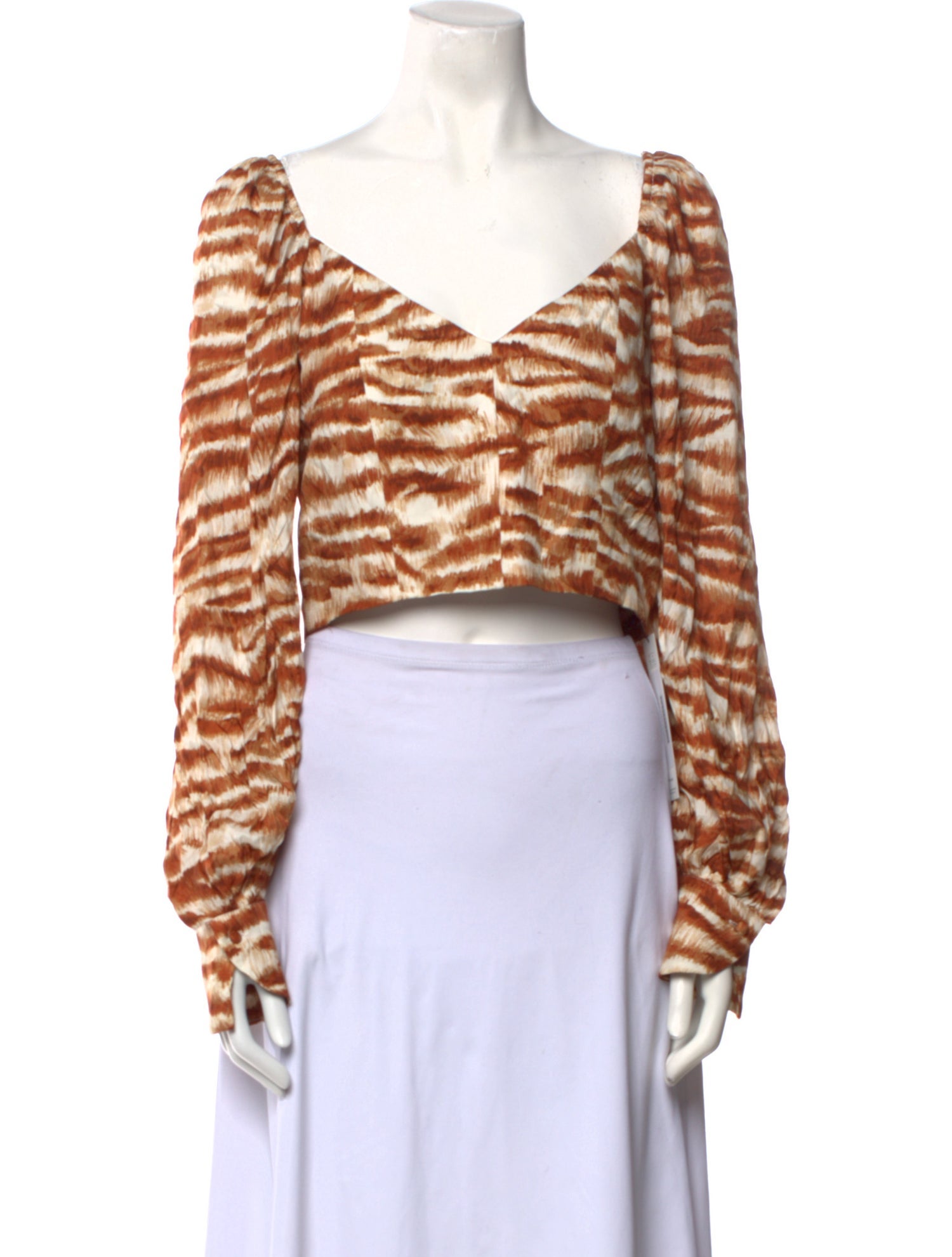 Cult Gaia Animal Print V-Neck Crop Top