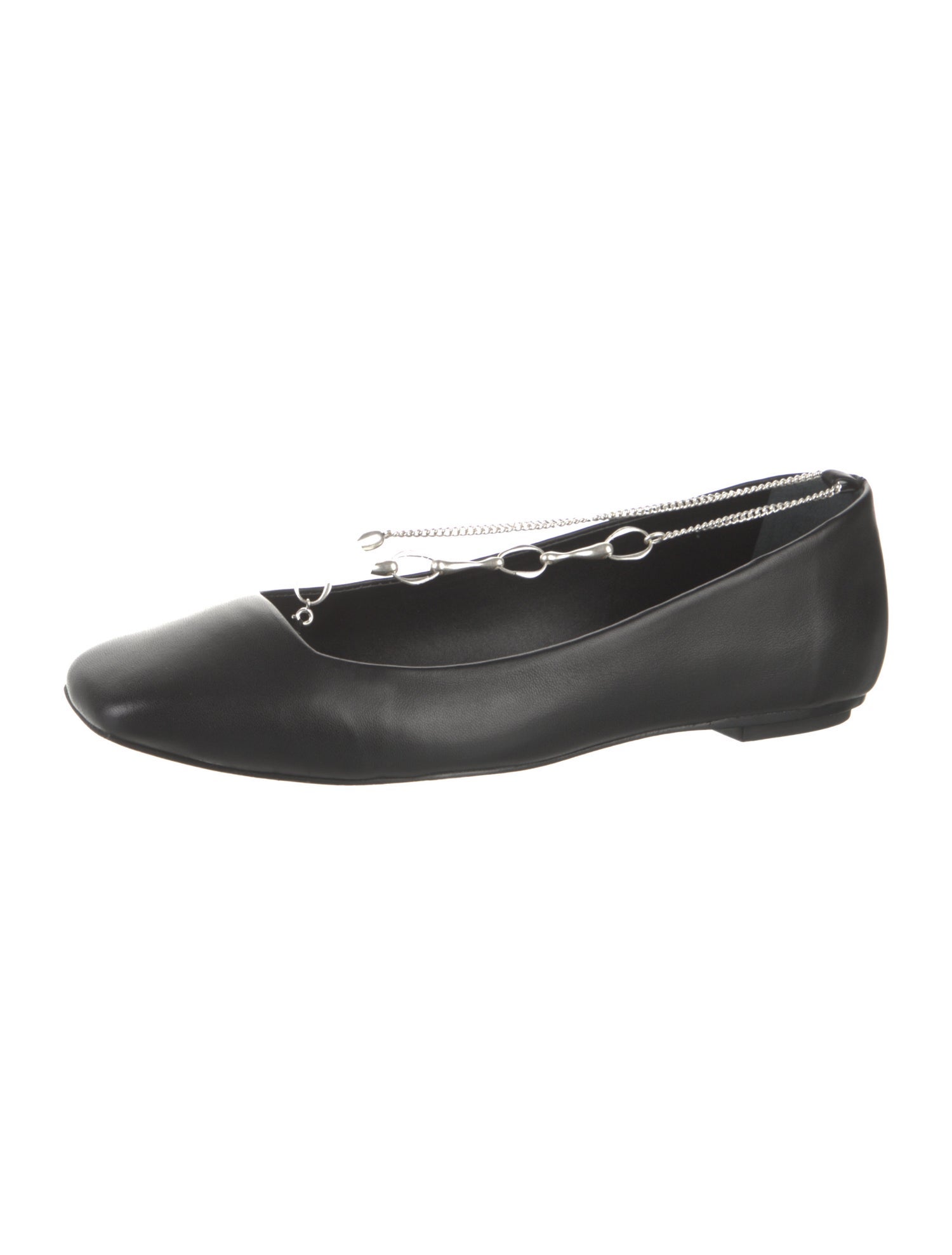 Cult Gaia Leather Chain-Link Accents Ballet Flats