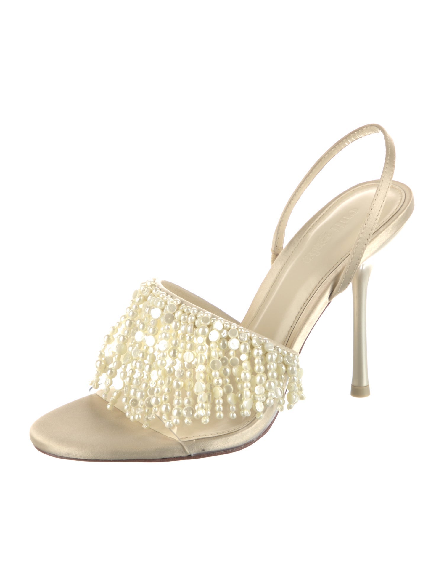Cult Gaia Satin Beaded Accents Slingback Sandals