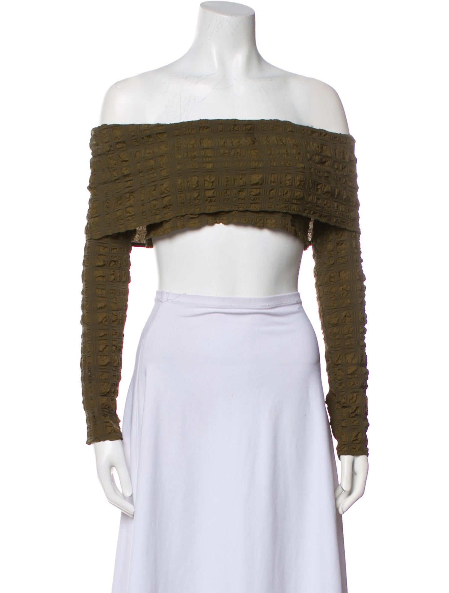 Cult Gaia Off-The-Shoulder Long Sleeve Crop Top