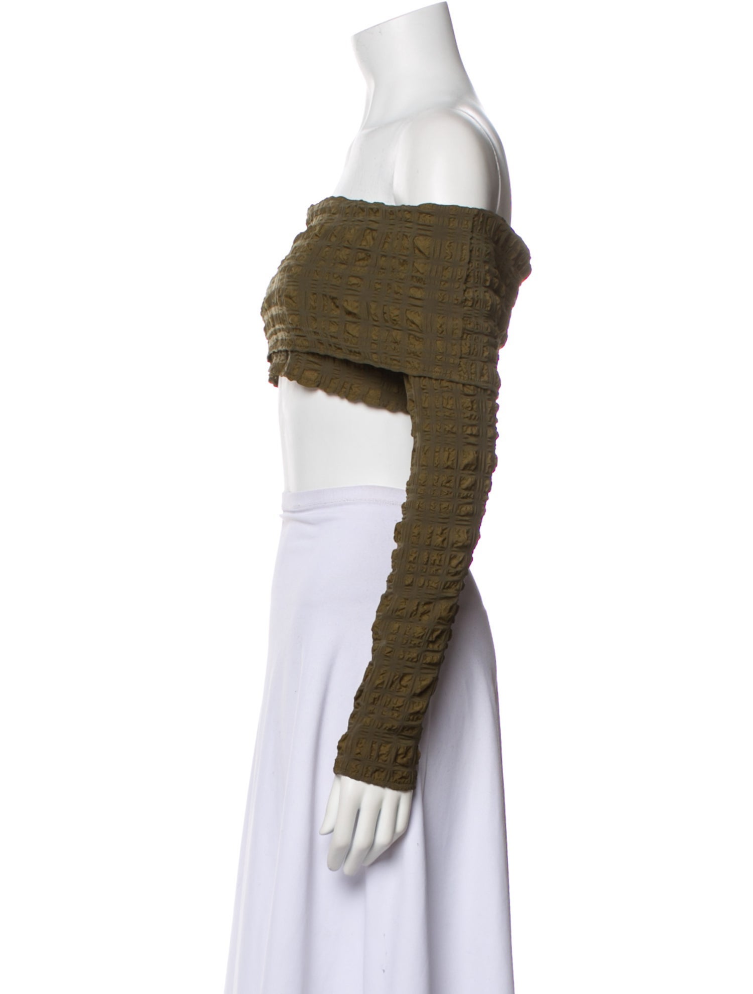 Cult Gaia Off-The-Shoulder Long Sleeve Crop Top