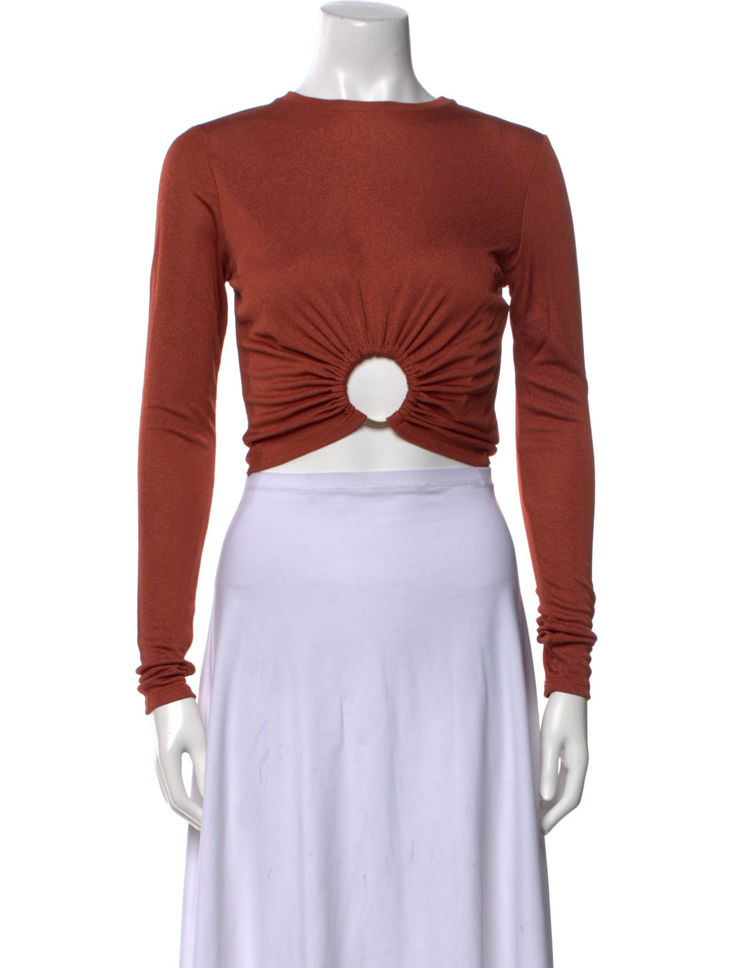 Cult Gaia Bateau Neckline Long Sleeve Crop Top