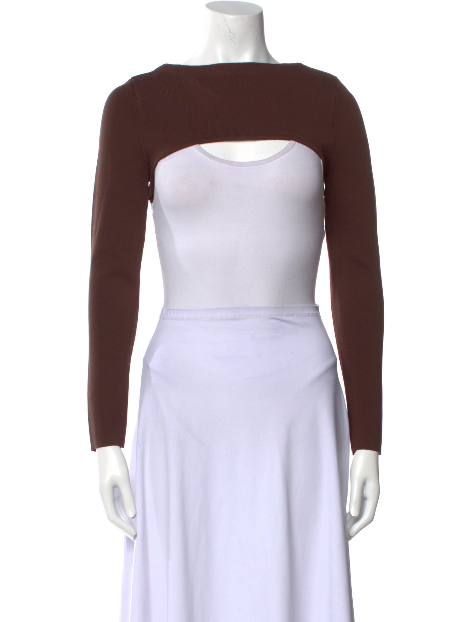 Cult Gaia Bateau Neckline Long Sleeve Crop Top