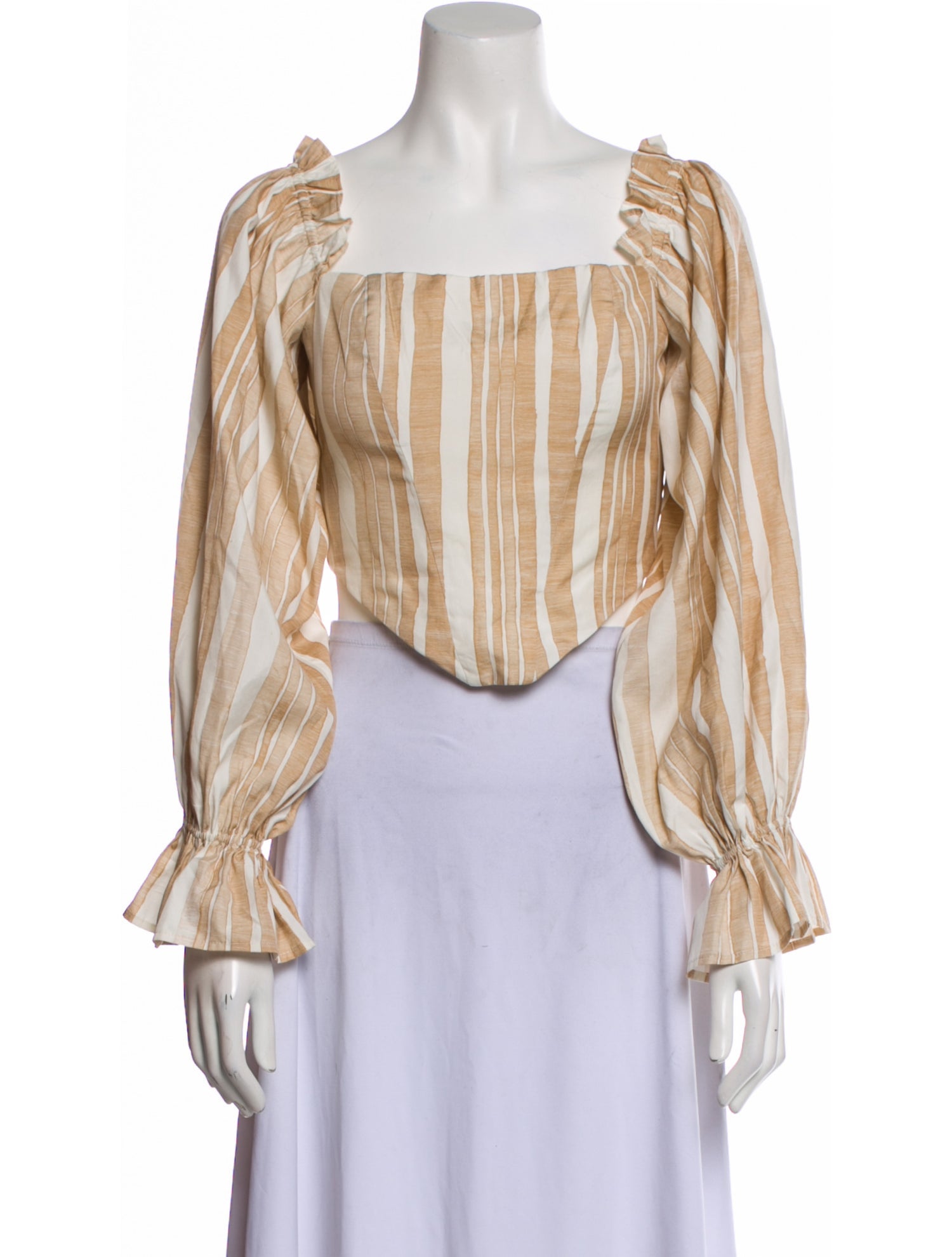 Cult Gaia Striped Square Neckline Blouse