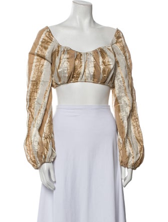 Cult Gaia Printed Square Neckline Crop Top