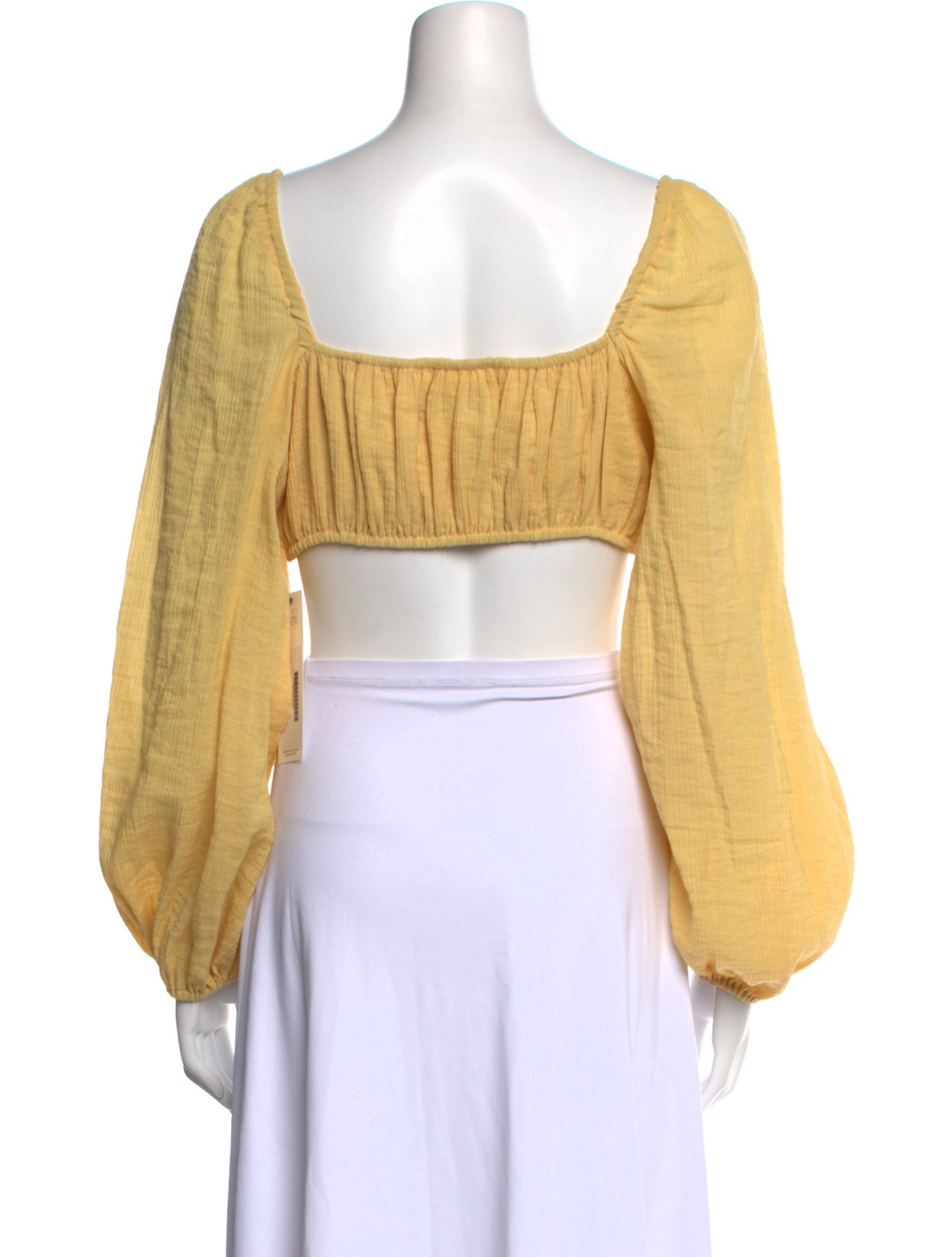 Cult Gaia Square Neckline Long Sleeve Crop Top