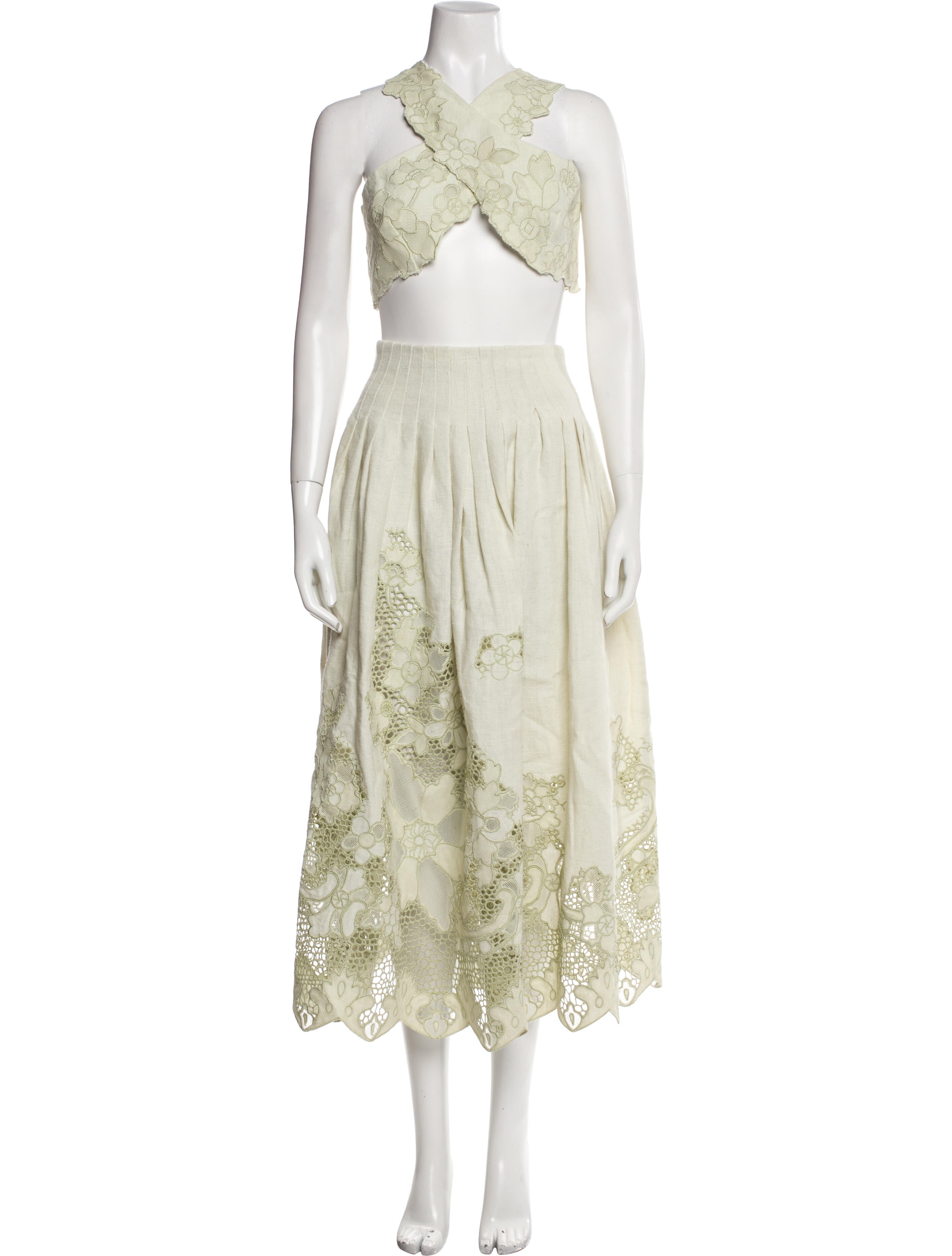 Cult Gaia Lace Pattern Scalloped Accent Skirt Set