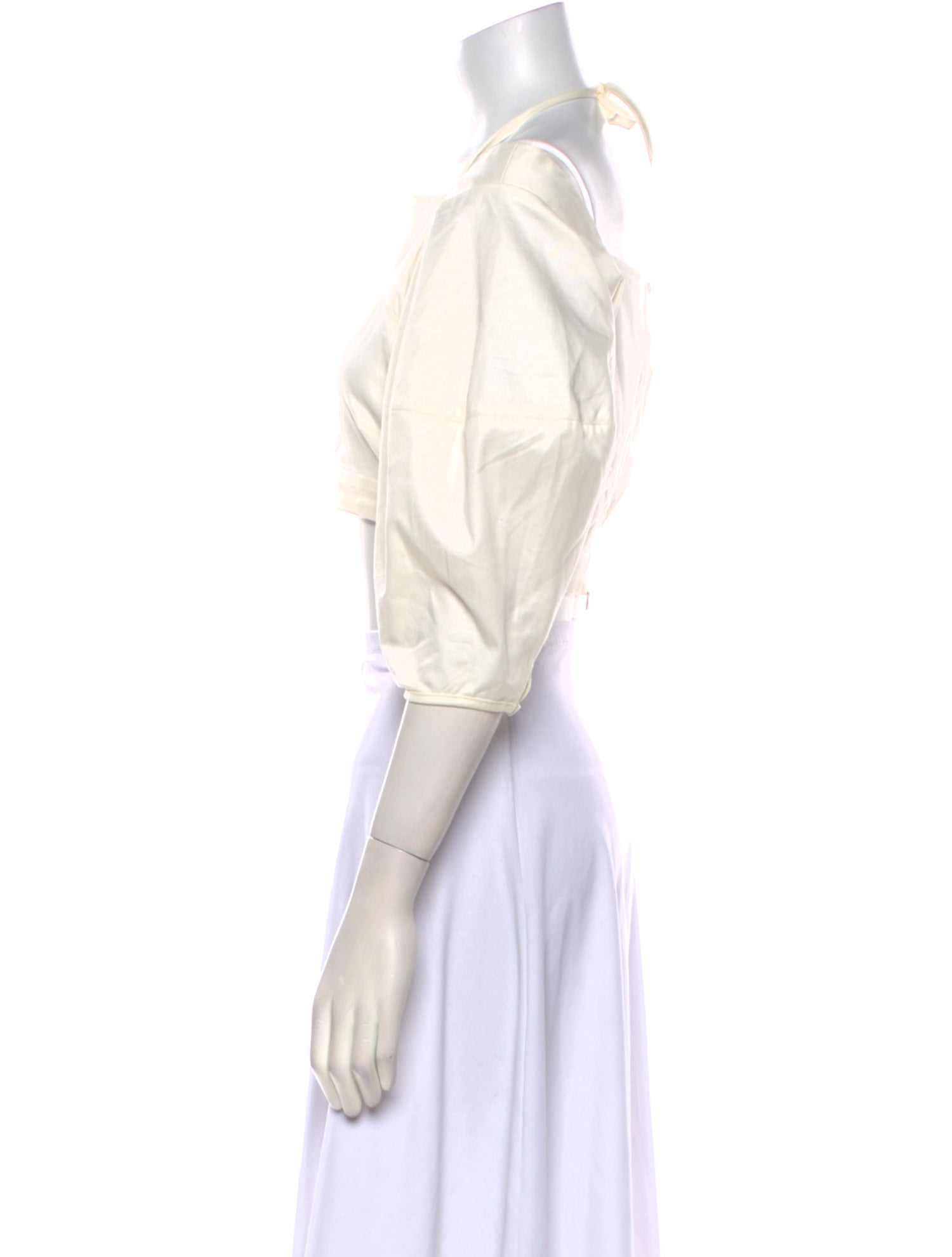 Cult Gaia Square Neckline Three-Quarter Sleeve Crop Top